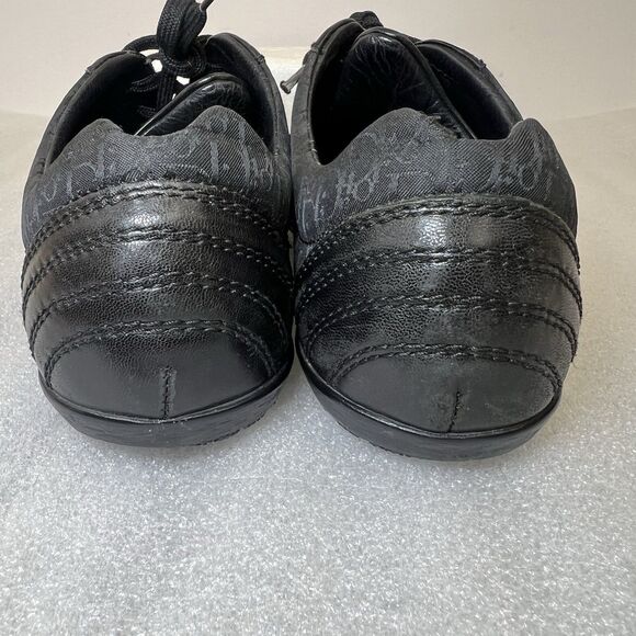 Christian Dior Vtg Trainers Low Black Leather Canvas Womens Sneaker Sz 37.5 US 7 - Picture 4 of 15